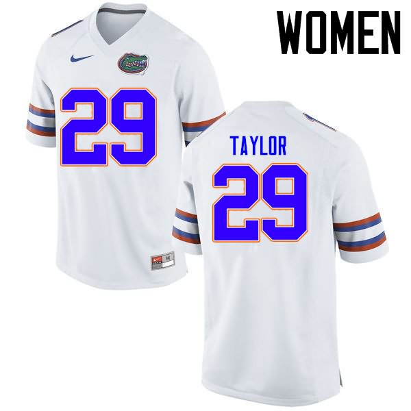 NCAA Florida Gators Jeawon Taylor Women's #29 Nike White Stitched Authentic College Football Jersey XSB1364QP